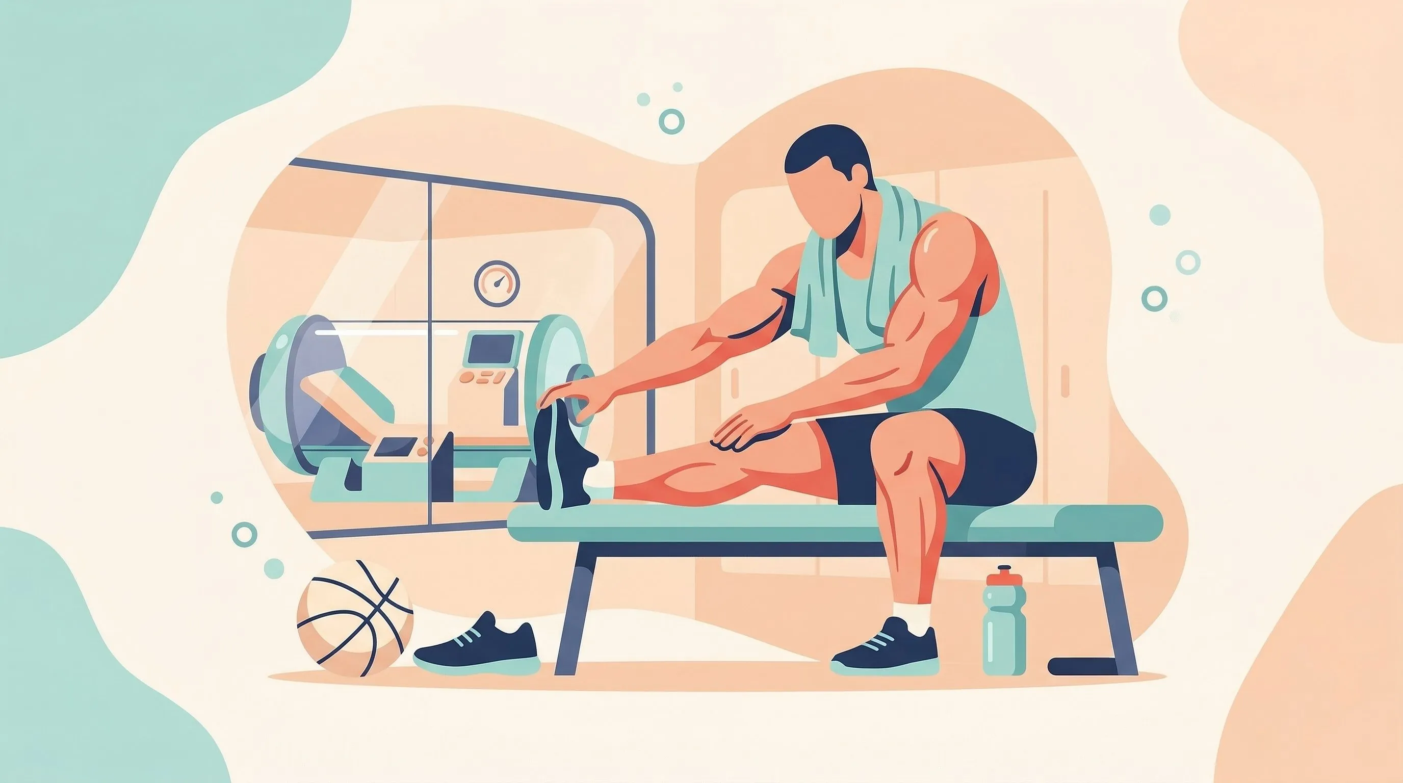 Athlete using a hyperbaric oxygen therapy chamber for sports recovery