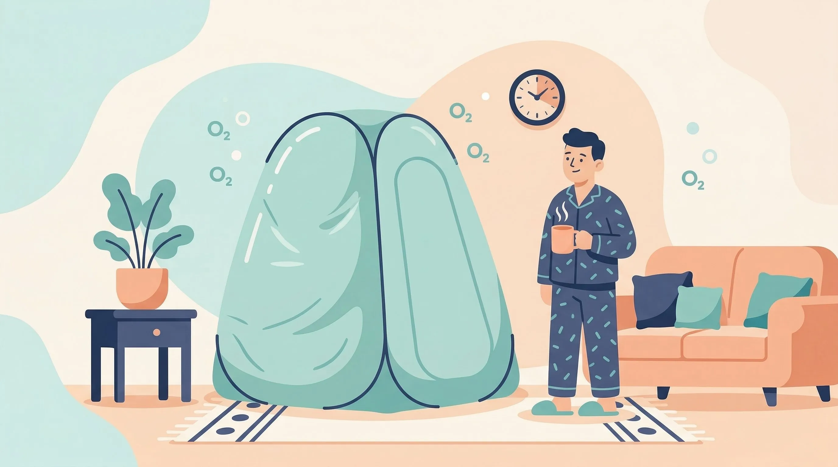 Home hyperbaric chamber setup in a modern home environment